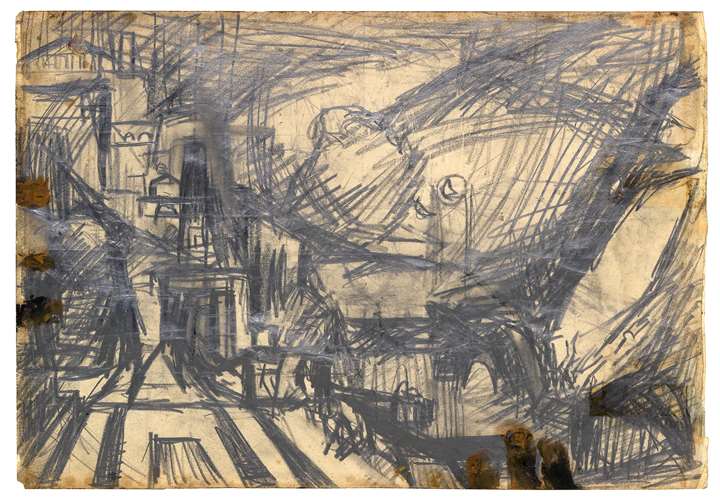 Study after Turner’s The Parting of Hero and Leander [recto]; A Building Site [verso]

